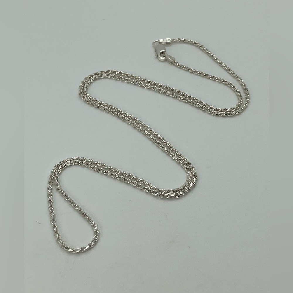Vtg 925 Sterling Silver Classic Twisted Rope Chain Necklace  | 22” L | 2mm W